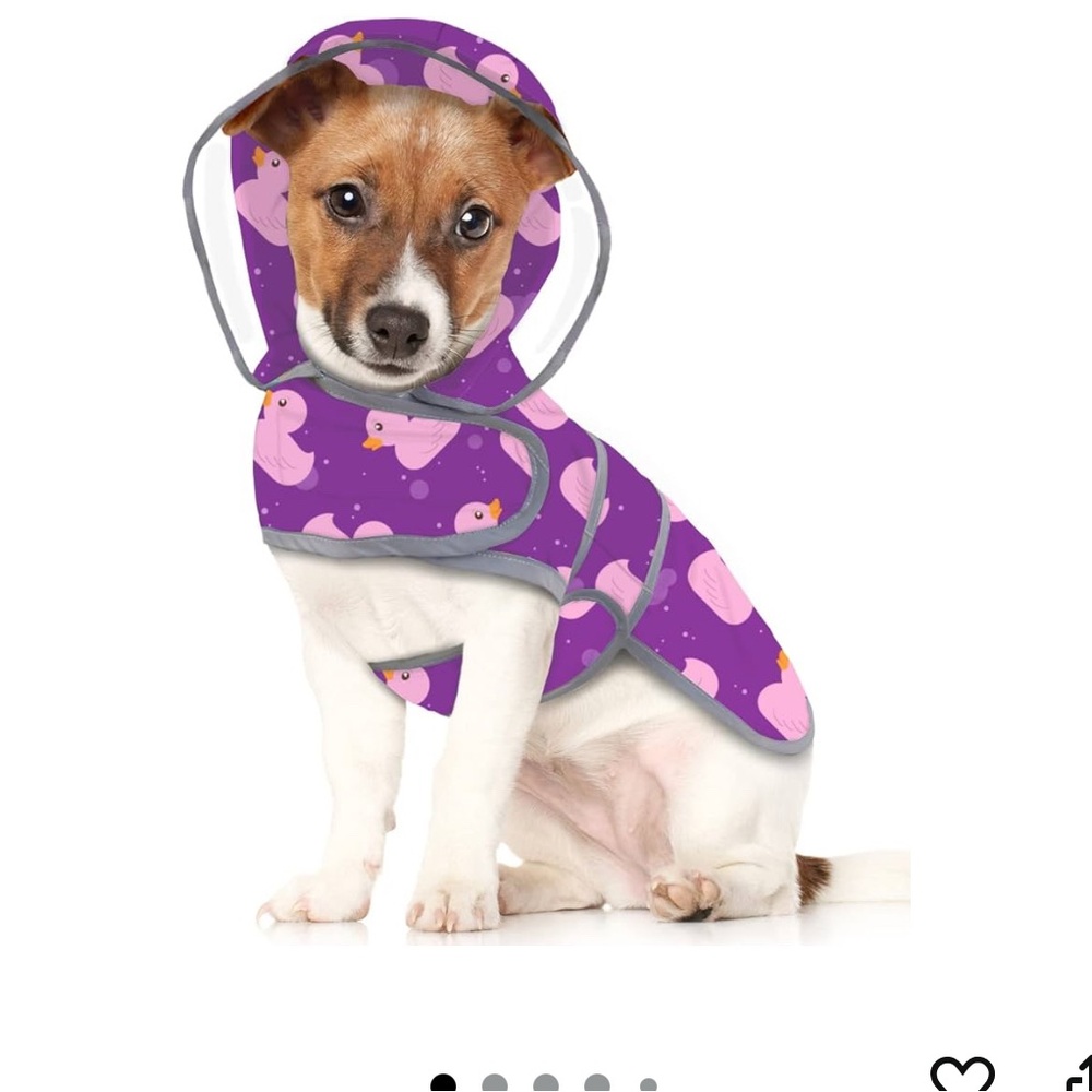 Purple Dog Raincoat with Duck Pattern